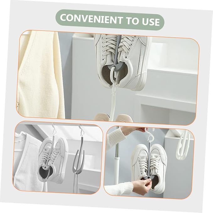 PRETYZOOM 10pcs Shoe Drying Rack Double Hooks Portable Hanging Shoe Organizer for Home and Shop Efficient Storage and Display Grey and Colors