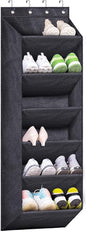 SLEEPING LAMB Shoe Rack for Door with Large Deep Pocket, Hanging Door Shoe Organizer for Closet Hanger, Dorm and Narrow Sneaker Storage Holder, Black