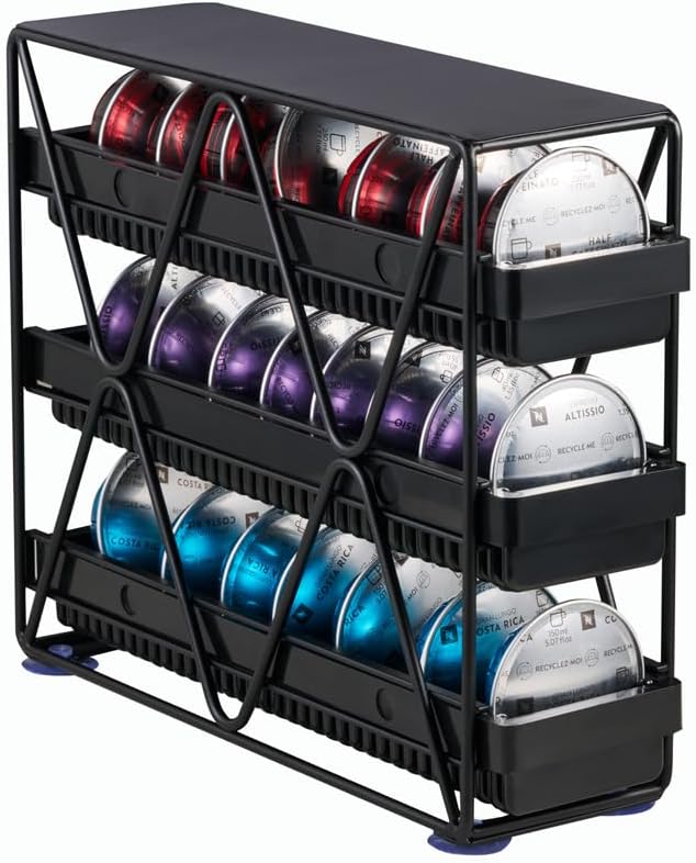 coffee Pod Holder 3 Tier Coffee Pod Holder For Countertop With 24 pods,Black 1pcs