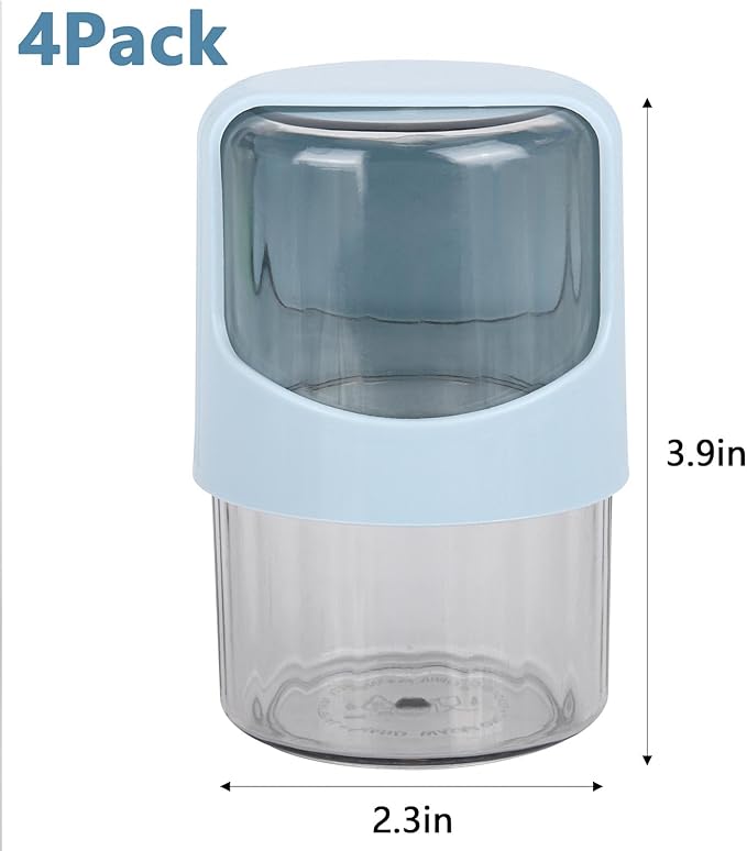 Tbestmax 4 Pack Rotating Qtip Holder Dispenser for Cotton Swabs, Makeup & Hair Accessories, Vanity Organizer with Canisters for Floss Picks, Cotton Balls, Bathroom Essentials Accessories Decor,Blue