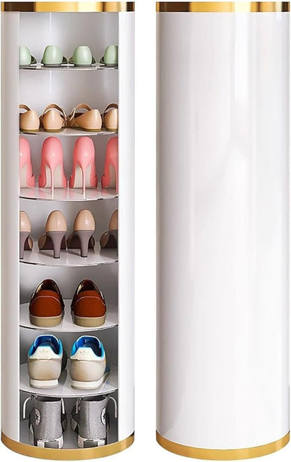 7-Tiers Round Metal Shoe Rack, 360° Rotation Shoe Storage Shelf Organizer for Entryway Living Room Hallway Shoe Cabinet