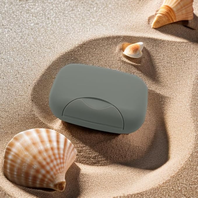 Soap Holder Container, Vonpri Portable Bar Soap Saver Scrubber Case for Bathroom and Kitchen (Grey)