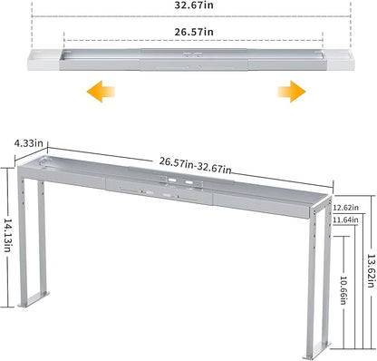 Stove Top Shelf,Adjustable 27 to 33 Inch Over the Stove Shelf for Back of Stove Spice Rack for Countertop,4 Level Height Spice Rack Organizer Seasoning Organizer for Kitchen Stove,Silver
