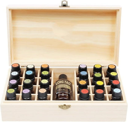 Wooden Essential Oil Box Essential Oil Display Stand Detachable Display Organizer Stand Holder Nail Polish Fragrance Container Wooden Storage Box Holds 25 Bottles Size 5-20mL
