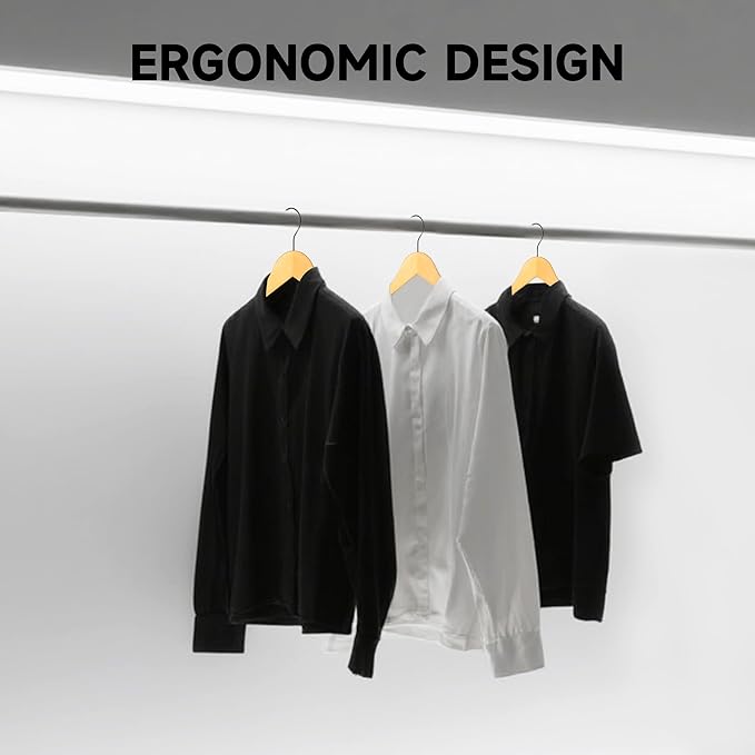 Quality Wooden Clothes Hangers, Solid Wood Suit & Coat Hangers with Pants Bars, Swivel Hook, Shoulder Notches, Heavy Duty Hangers for Shirts, Jackets, Dresses & Trousers(Natural Wood/72-Pack)