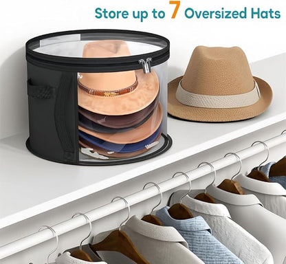 Breathable Hat Organiser Bag Foldable Caps Holder Hat Storage Bucket with Handle for Travel and Home Use