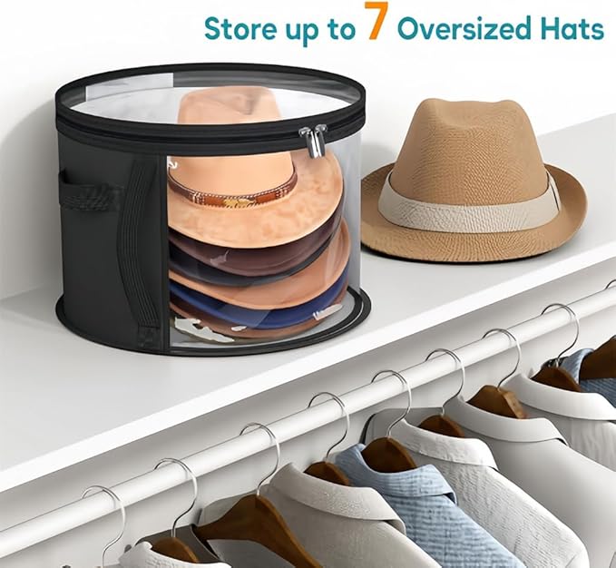 Breathable Hat Organiser Bag Foldable Caps Holder Hat Storage Bucket with Handle for Travel and Home Use