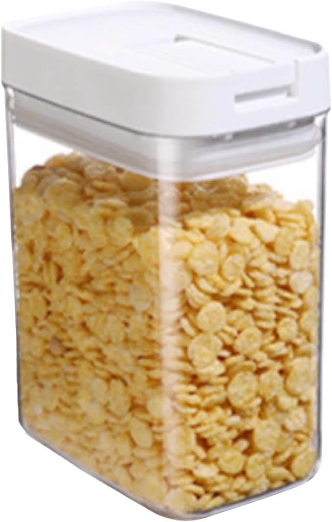 Airtight Cereal Storage Container, 27oz Transparent Food Storage Containers, Plastic Food Storage Canister Dispenser for Cereal Flour Spaghetti Rice Kitchen Organizing