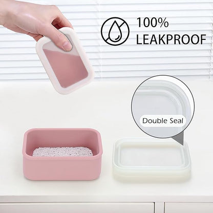 AIDIMMING Silicone Bar Soap Travel Case,Compact Leak Proof Soap Dish with A See-Through Lid,Portable Soap Bar Holder for Traveling,Camping,Gym,Outdoor(Clear&Pink)