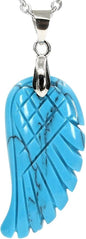35mm Hand carved mixed gemstom angel wing for necklace pendant bead (man-made blue turquoise)