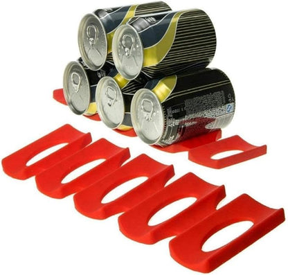 Drink Holder Silicone Beer Cola Wine Bottle Mats, Water Bottles & Food Cans Rack Holder Stack, Perfect Kitchen Cabinet and Fridge Stack Storage, Bottles Cans Fridge Organizer, 1 Pcs, Red
