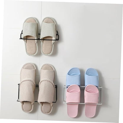 Amosfun 2pcs Eco-friendly Wall Hanging Shoe Rack Single Layer Adhesive Hooks for Shoes Organizer for Bathroom Living Room Door