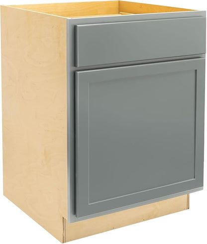 Quicklock RTA (Ready-to-Assemble) | Base Kitchen Cabinets - Shaker Style | Made in America (Magnetic Gray, 24" Wx34.5 Hx24 D Base)