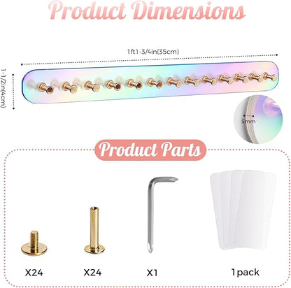 Iridescent Acrylic Necklace Holder Wall Mount, Adhesive Jewelry Organizer with Hooks, 5mm Thick Heavy Duty Hanging Chain Rack for Bathroom, Closet, Door & Dressing Table, 2 Pack
