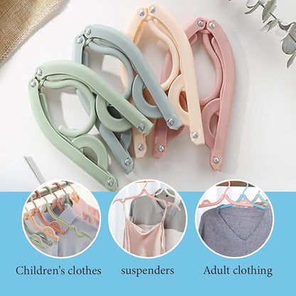 10PCS Multifunctional Plastic Folding Hanger, Retractable Portable Travel Hangers, Foldable Coat Hanger Folding Hangers for Traveling, Space Saving Clothes Hangers Portable Travel Hangers (Purple)