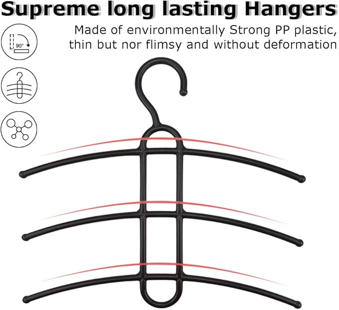upra Shirt Hangers Space Saving Plastic 10-Pack, Durable Multi-Functional Non-Slip Clothes Hangers Closet Organizers, for Coats Jackets Pants Dress Scarf, Dorm Room/Apartment Essentials