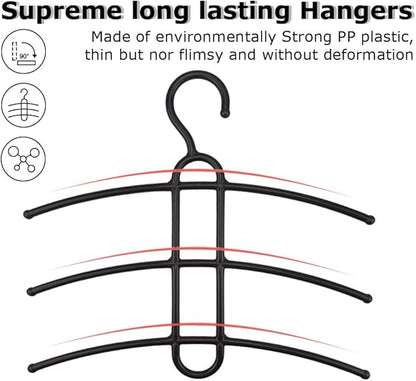 upra Shirt Hangers Space Saving Plastic 10-Pack, Durable Multi-Functional Non-Slip Clothes Hangers Closet Organizers, for Coats Jackets Pants Dress Scarf, Dorm Room/Apartment Essentials