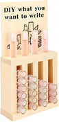 Yalikop 4 Slot Wooden Lipsticks Holder with DIY Wood Cardboard 0.7 Inch Lip Balm Tube Holder Lip Gloss Organizer Display Wood Lipsticks Tube Organizer for Market Craft Booth Room Display