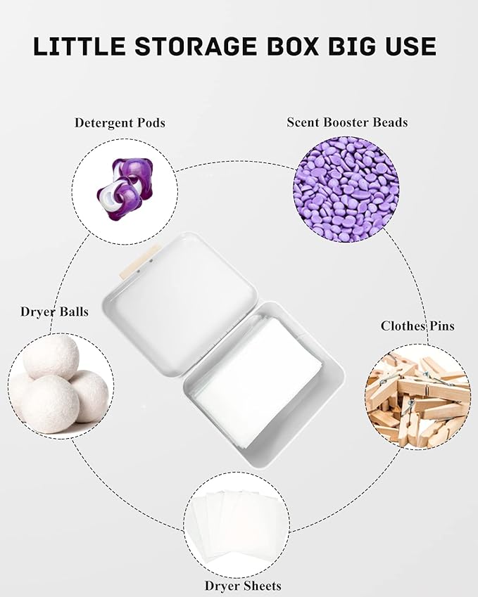 SACREDAY Dryer Sheet Holder with Hinged Lid for Laundry Room Organization. Metal Dryer Sheet Dispenser Container, Farmhouse Laundry Room Decor and Accessories for Dryer Sheets Holder, Cream