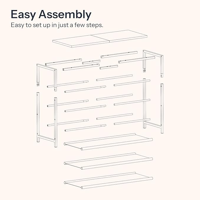HOOBRO Shoe Rack with 3 PU Shelves, 4-Tier Shoe Storage Organizer for Closet and Entryway, Holds 9-12 Pairs of Shoes, Sturdy Metal Frame, Small Spaces, White and Natural WN94XJ01