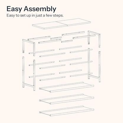 HOOBRO Shoe Rack with 3 PU Shelves, 4-Tier Shoe Storage Organizer for Closet and Entryway, Holds 9-12 Pairs of Shoes, Sturdy Metal Frame, Small Spaces, White and Natural WN94XJ01