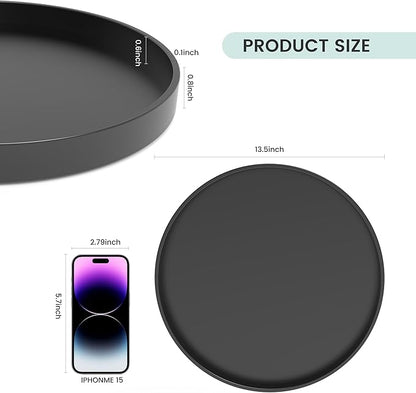 2 Pack 13.5" Bathroom and Vanity Tray, ABS Bathroom Counter Organizer, Coffee Table Decor for Perfume, Candles, Keys &More. Kitchen Countertop Organizer, Decorative Tray Soap Holder, Black