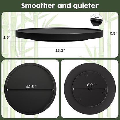 Lazy Susan Organizer, 13.2 Inch Non-Skid Bamboo Lazy Susan for Kitchen Table cabinets Closets and Kitchen Islands, Wood Turntable for Kitchen Countertop Organizer Black