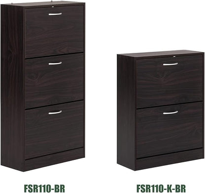 Haotian Shoe Cabinet for Entryway, Tall Freestanding Shoe Rack with 3 Flip-Drawers, Hidden Storage Shoe Organiazer Entrance Hallyway, Brown, FSR110-BR