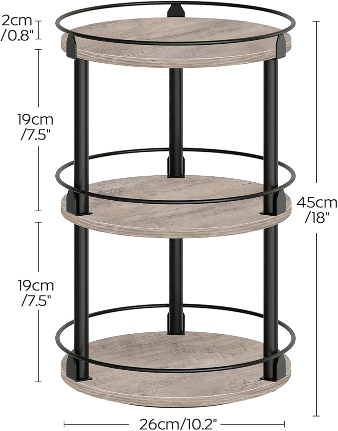 YATINEY Spice Rack, Set of 2 Lazy Susan Organizer, 3-Tier Turntable Organizer, Rotating Spice Rack Organizer For Cabinet, Compact and Versatile, Greige and Black SR23L2BG