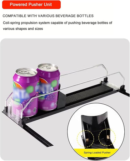 Beverage Can Holder for Fridge Soda Can Organizer，Automatic Forward Feed Ball-bearing Design(6.5 x 54 cm)