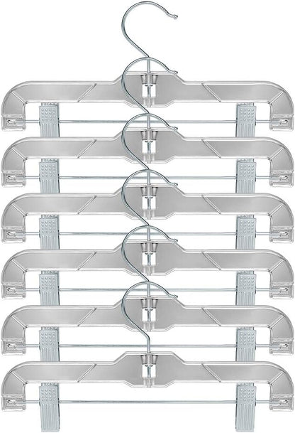 Crystal Clear Plastic Pants Hangers 20 Pack, with Strong Metal Clips, Skirts, Trousers, Trunks, Swim Suits, Teenagers, Heavy Duty, Acrylic 11 inch