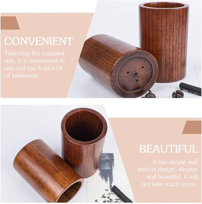 Cabilock Wooden Chopsticks Holder Utensil Organizer for Kitchen Countertop Storage - Multi-Functional Large Capacity Canister