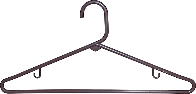Brown Plastic Tubular Top Hanger with Fixed Bar, Space Saving Tube Hangers with Hooks for Hanging Straps (Set of 72) by The Great American Hanger Company
