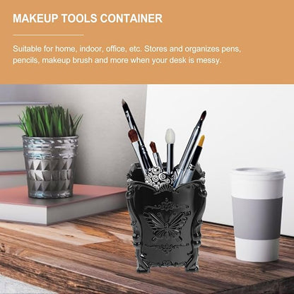 GALPADA Butterfly Decorated Makeup Brush Holder Acrylic Pot Cosmetic Brush Storage