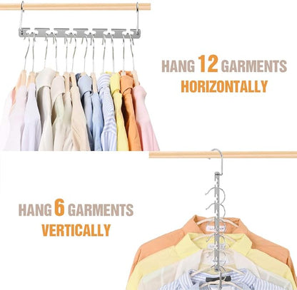 Metal Magic Hangers Space Saving Clothes Hangers Closet Space Saver Clothing Hanger Oragnizer for Wardrobe Space,Wrinkle-Free Clothes（Pack of 8）