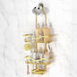 Shower Caddy Hanging Adjustable Shower Caddy, Rustproof Shower Organizer Extended Length Showers Caddy Over Shower Head with Hooks Soap Holder, Large Capacity Anti-Swing Bathroom Organizer, Gold