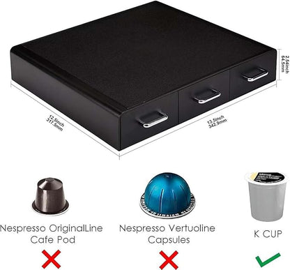 Amazon Basics K-Cup Compatible Coffee Pod Storage Drawer, 3 Easy-Open Drawers, 36 Pod Capacity, Black
