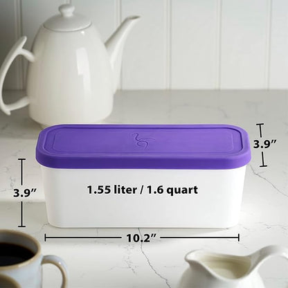 Set of 2 Reusable Ice Cream Tub Containers 1.6 Quart Ea. - Perfect for Homemade Sorbet, Frozen Yogurt Or Gelato - Stackable Storage Containers, Stickers And Lids Stores Easily In Freezer