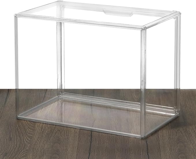 QWORK Stackable Plastic Closet Storage Container Shoebox - Clear Versatile Organizer for Shoes and Bags, 14x8.6x10.6 inches