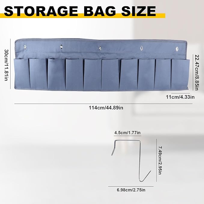 Oxford Fabric Bedside Hanging Storage Organizer, RV Shoe Storages Pockets for Bedside, Heavy Hanging Bedsides Storage Organizer with Sturdy Hooks Storages Pockets Hangs on Bed for Shoes, Tool (1)