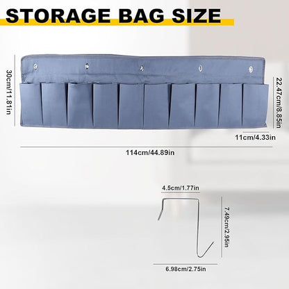 Oxford Fabric Bedside Hanging Storage Organizer, RV Shoe Storages Pockets for Bedside, Heavy Hanging Bedsides Storage Organizer with Sturdy Hooks Storages Pockets Hangs on Bed for Shoes, Tool (1)