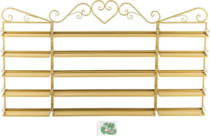 5-Tier Wall-Mounted Nail Polish Storage Racks Set of 3, Metal Cosmetic Display Case with Lipstick Perfume Shelf, Essential Oil Organizer for Home Spa Nail Salon Shop(Gold)