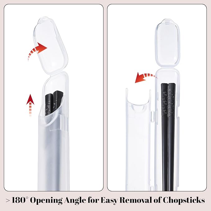 2pcs Chopsticks Storage Cases Clear Utensil Cases Plastic Utensil Holder with Side Opening Portable Carrying Holder for Chopsticks Easy to Clean Travel Chopstick Box for Reusable Cutlery