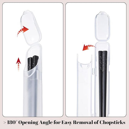 2pcs Chopsticks Storage Cases Clear Utensil Cases Plastic Utensil Holder with Side Opening Portable Carrying Holder for Chopsticks Easy to Clean Travel Chopstick Box for Reusable Cutlery