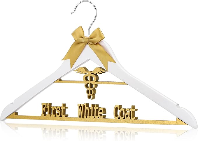 Reallnaive First White Coat Hanger Medical Student Graduation Gift for Pharmacist New Doctor PhD Gift White Coat Ceremony Med School Graduation Congratulation Favor
