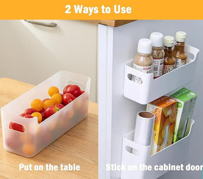 2 Pack Cabinet Organizer Storage, Adhesive Over Cabinet Door Organizer, No Drilling Space Saver Plastic Storage Containers Multi-Use for Kitchen Bathroom Office Bedroom, Translucent