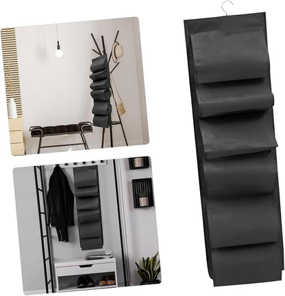 MAGICLULU Hanging Non-Woven Shoe Organizer Portable Large Capacity Storage Bag for Home Use Black Adjustable Hooks for Closet and Door Hanging