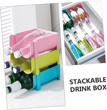 3pcs Crisper Refrigerator Storage Pot Beer Can Drink Container Wine Containers Stackable Kitchen Organizer