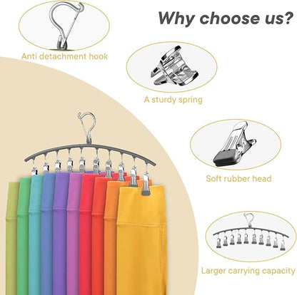 Legging Organizer for Closet，2 Pack ArtHonor Steel core Hangers with Clips Holds 20 Leggings/Pants/Jeans,Hangers Space Saving Hanging Closet Organizer for Closet Organizers and Storage