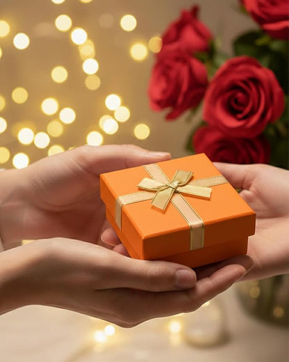 Rocutus Jewelry Gift Boxes for Necklace, Earring, Ring - Cotton Filled Cardboard Paper Jewelry Box Gift Cases for Wedding, 12 Pack Engagement, Gift Packaging, Luxury Jewelry Box, Ring Box (Orange)